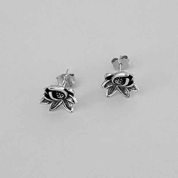 Sterling Silver Blooming Lotus Earrings, Flower Earrings, Spirit Flowers - Picture 5 of 9
